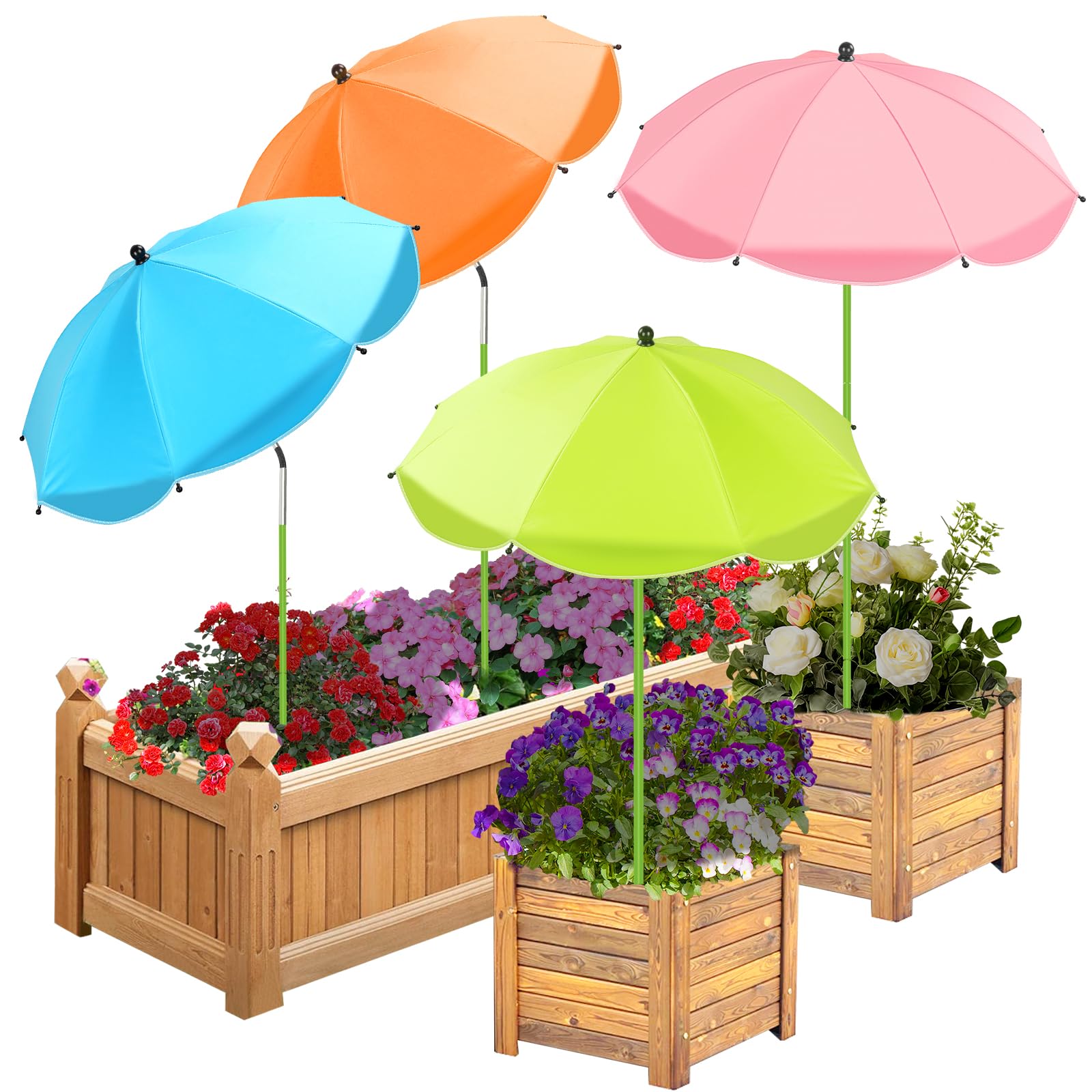 Axcoix 4 Pack Upgraded Plant Umbrellas 26 Inch
