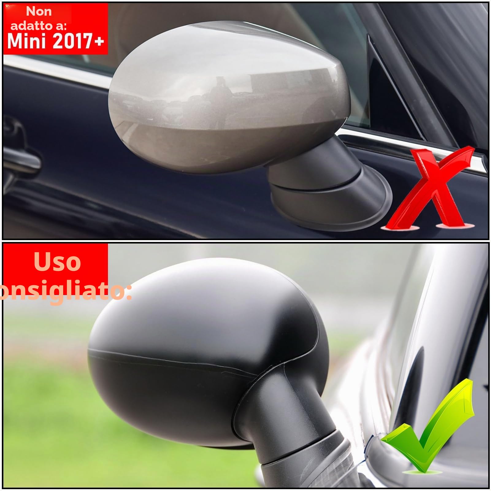 TTCR-II 2 PCS Calotte Specchietti Compatibile con Mini Cooper R56 Copri Specchietti R55 R56 R57 R58 R59 R60 R61 Calotta Specchietto 2007 2008 2009 2010 2011 2012-2015 (Specchio pieghevole manuale)