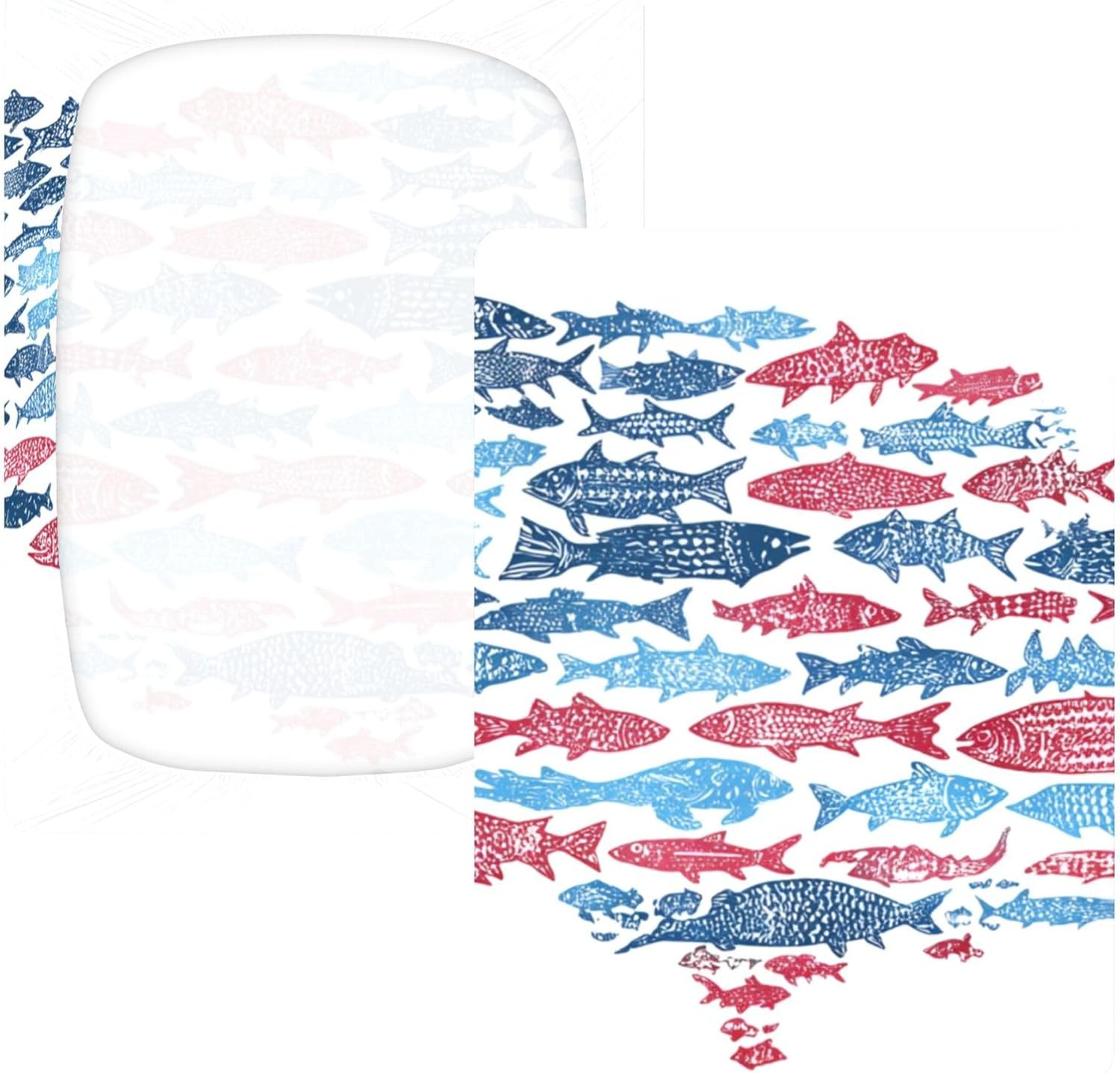 American Flag Fish Crib Sheets Soft Breathable Fitted Cotton Baby Crib Sheets Mattress Cover for Girl Boy, 52" x 28" x 9"