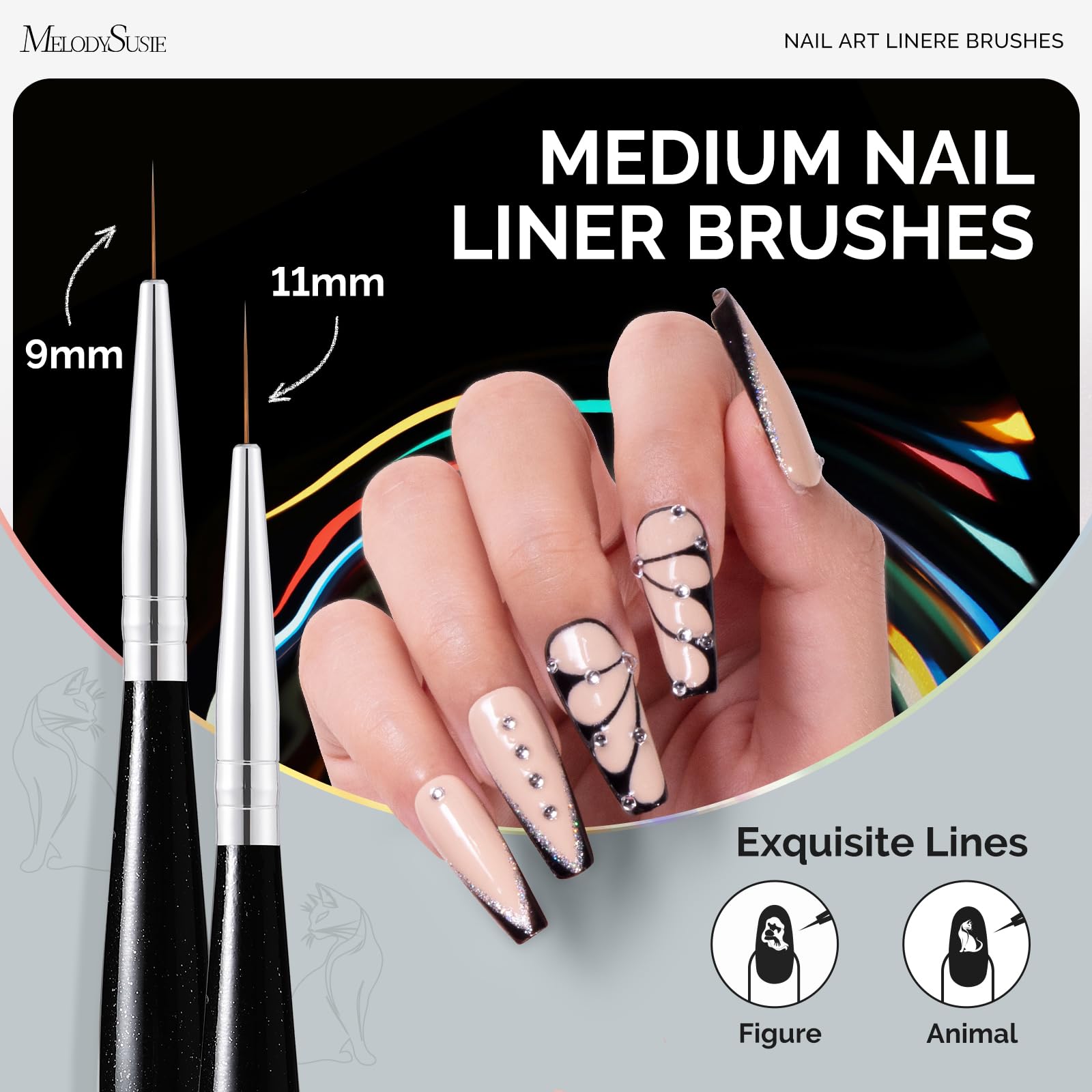 MelodySusie Nail Art Liner Brushes 5Pcs Professional Gel Polish Painting Art Design Pen Set for Thin Long Lines Tiny Details - Image 4
