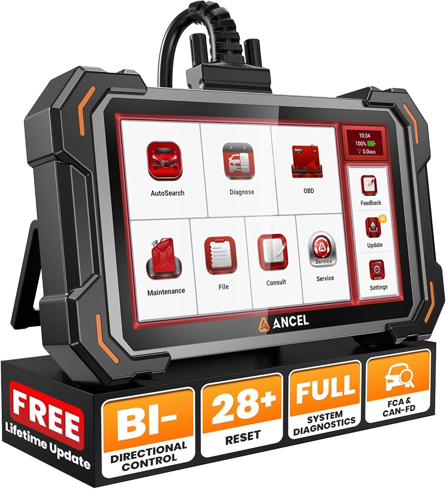 Escáner ANCEL DS500 Elite OBD2, sistema completo de herramienta de escaneo bidireccional, 28 funciones de reinicio, lector de códigos de automóvil de prueba activa 3000+, autenticación automática CAN FD FCA con actualizaciones gratuitas de por vida para vehículos 1996