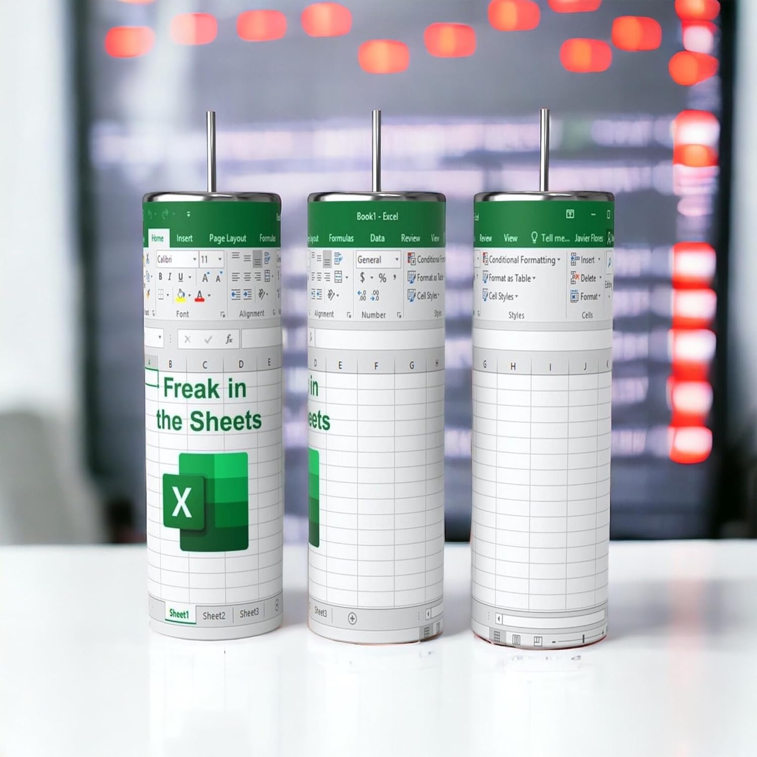 Excel spreadsheet accountant cup 20oz metal tumbler with