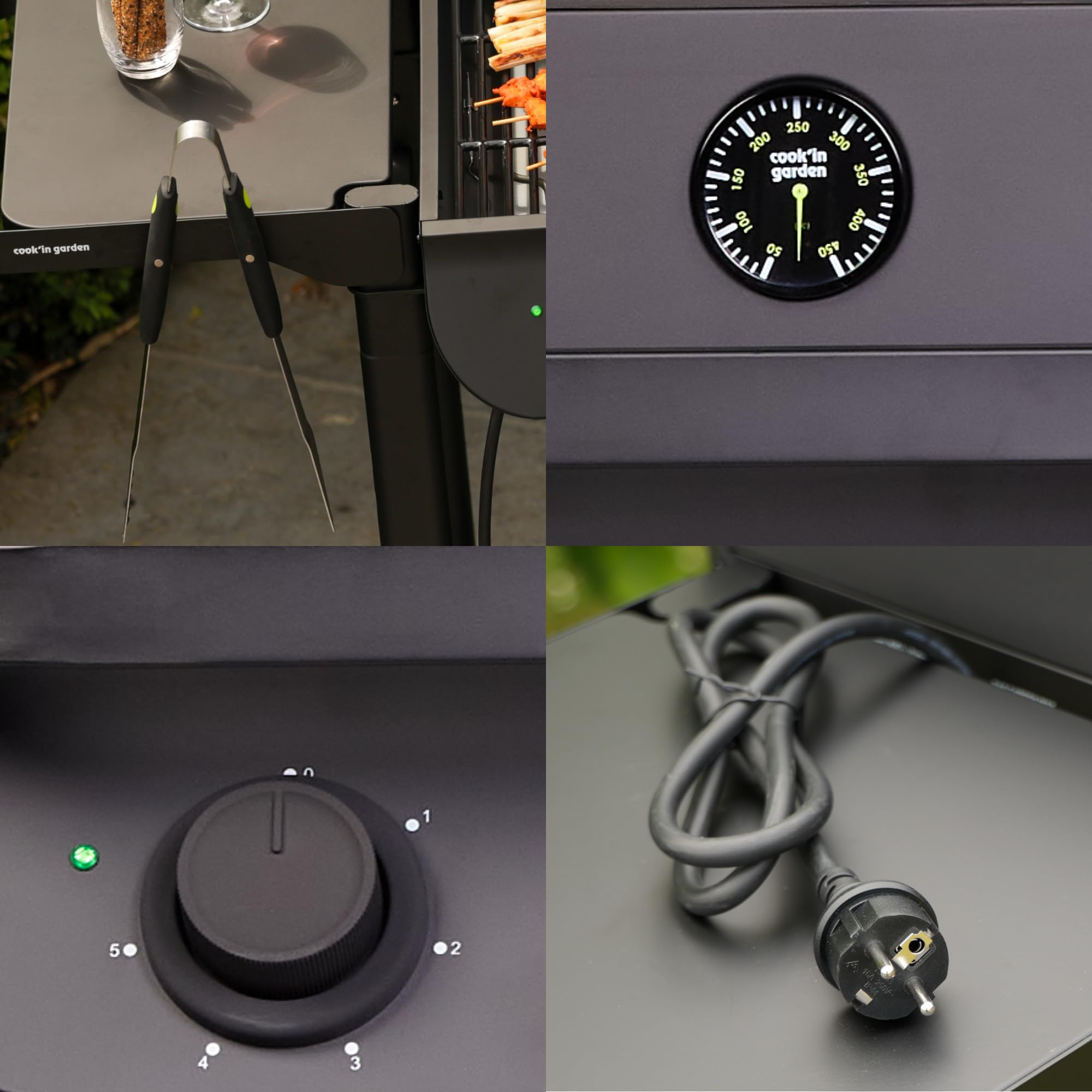 Cook'in Garden - Flavo 50 SC Élec, Barbecue Électrique, Résistance en Inox 2500 W, Thermomètre intégré, Montage facile en 15 minutes, Jusqu'à 10 convives, Utilisation extérieure