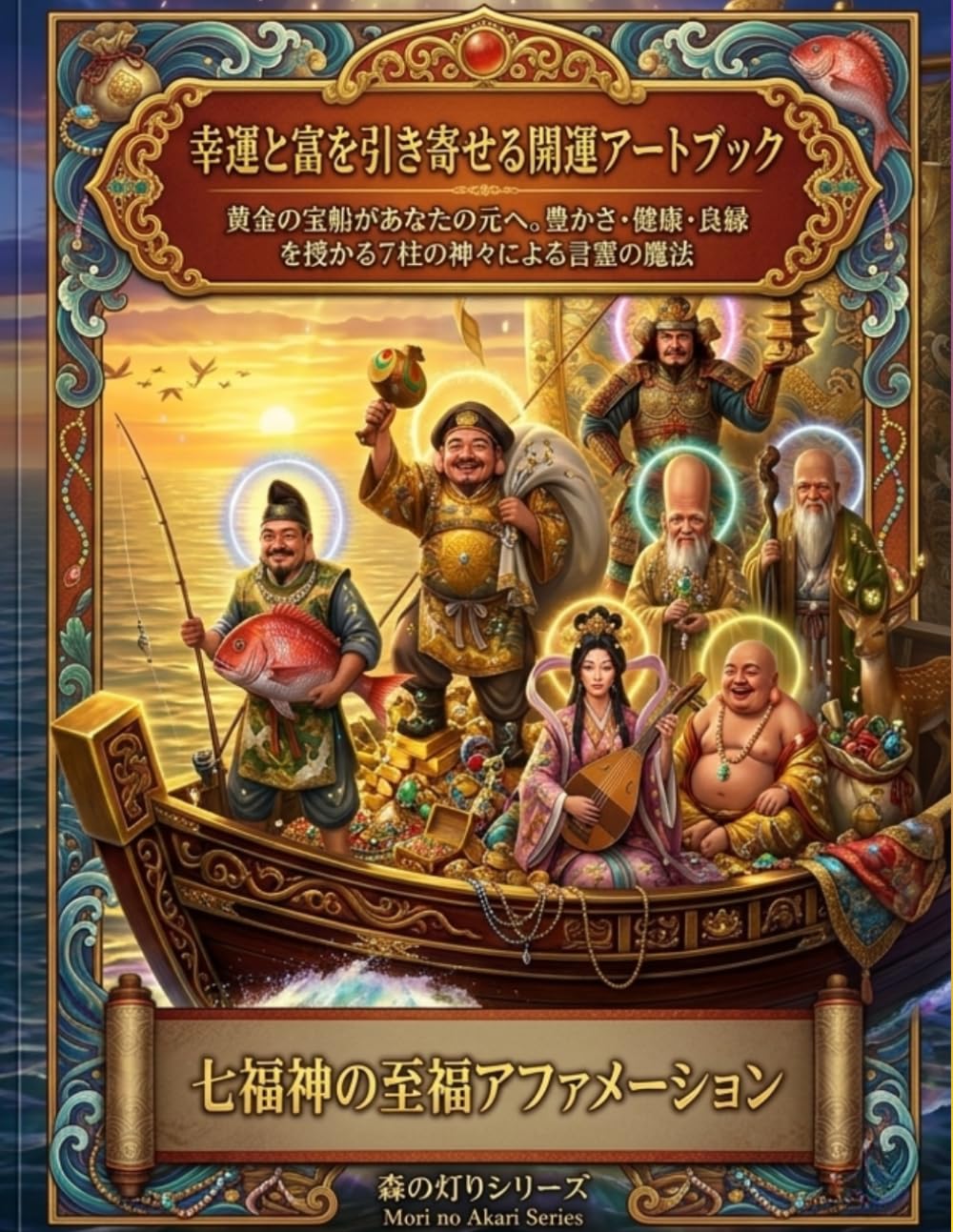 七福神の至福アファメーション：幸運と富を引き寄せる開運アートブック: 黄金の宝船があなたの元へ。豊かさ・健康・良縁を授かる7柱の神々による言霊の魔法 (森の灯りシリーズ)
