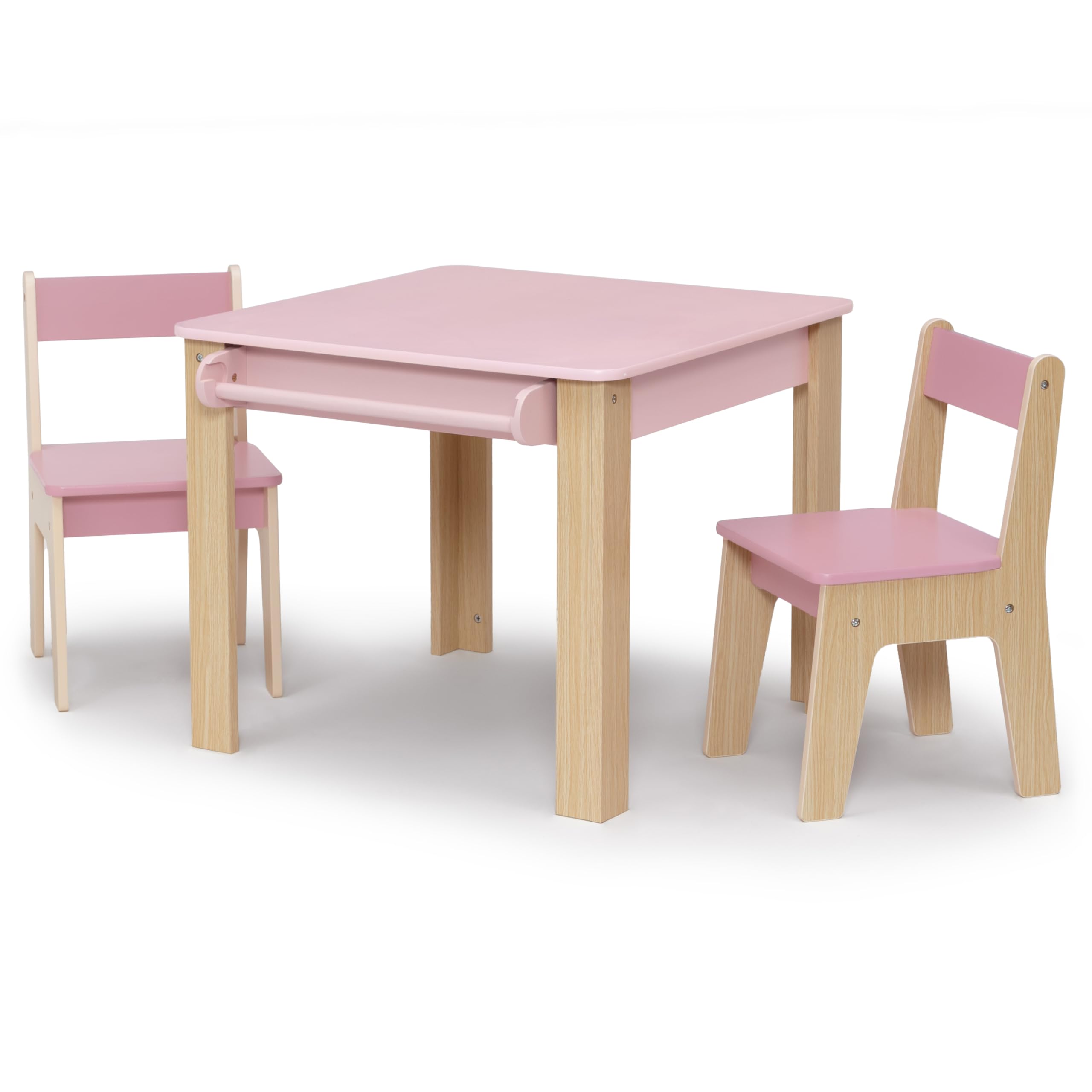 Delta Children - GapKids Table and 2 Chair Set with Paper Roll Holder - Greenguard Gold Certified, Blush Pink