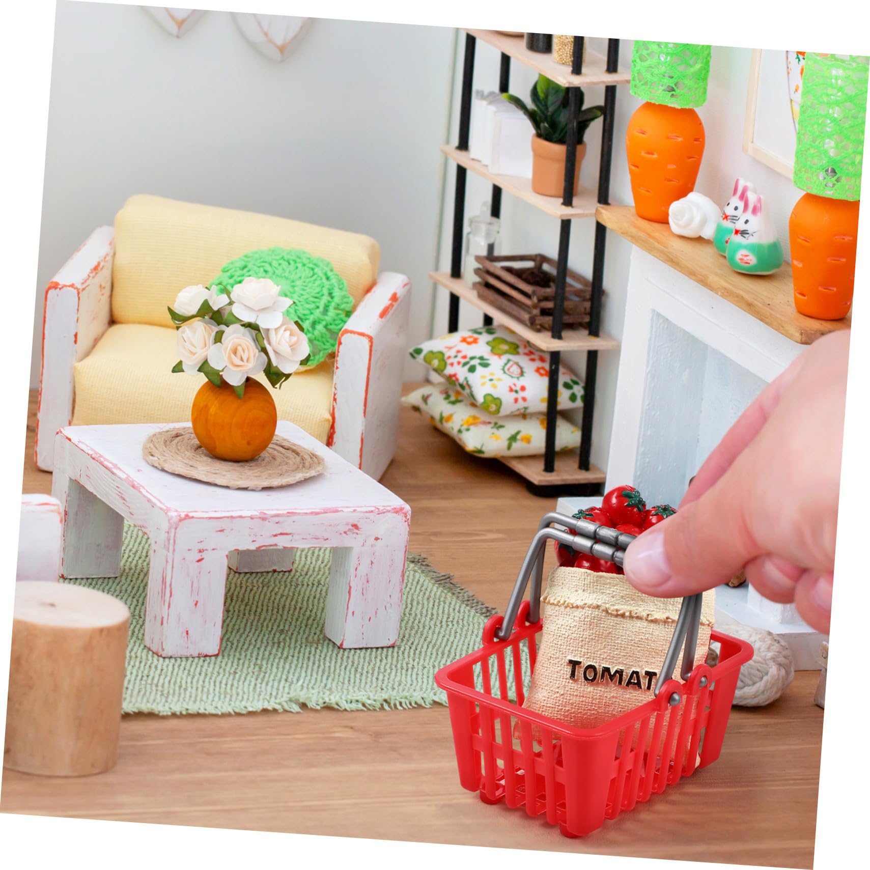 Set De 3 Miniaturas De Cestas De Verdura De Resina | Decoración Para Casas De Muñecas Y Dioramas | 6x4.3x0.5 Cm