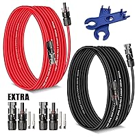 Vista 1 de Cable de extensión solar de 30 pies 10 AWG (6 mm²), cable de alimentación solar, cable macho hembra, calibre 30 pies, cable de 30 A para techo