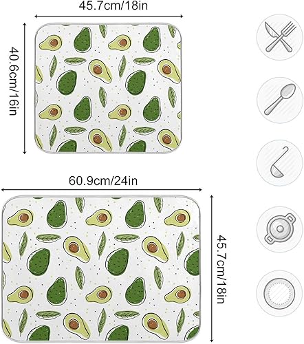 Miniatura 3 de Color Avocado Fruit Drying Dish Mat Kitchen Pads For Counter Countertop Dish Drying Mat Tapete Para Cocina 16'' x 18''