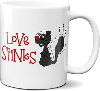 White Color Love Stinks 11 oz Coffee Mug Valentine Day Theme Funny Ferret Cup Gift