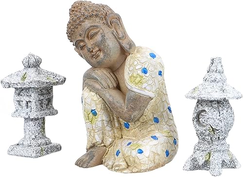 HANABASS Sleeping Buddha Garden Ornament Desk Decor Car Trim Figurines for Outdoors Smiling Buddha Statue Buddha Zen Decor Chinese Feng Buddha Craft