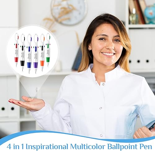 Miniatura 5 de Kosiz 30 bolígrafos multicolor 4 en 1 para enfermeras, bolígrafos retráctiles con llavero You Are Awesome Eres Impresionante regalo de