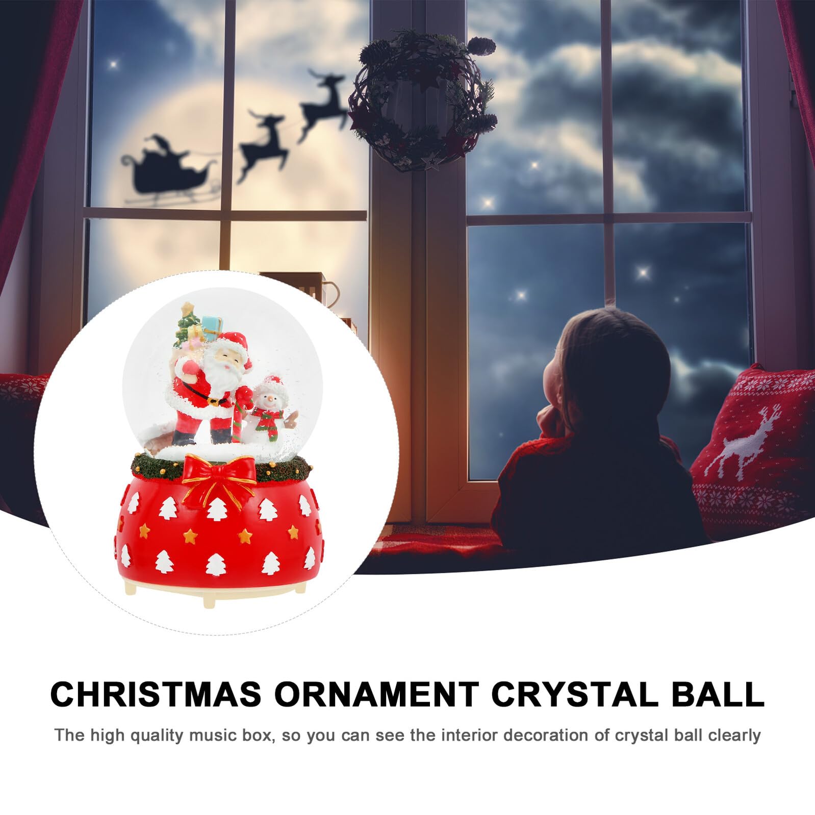ERINGOGO Bola de Cristal Luminosa Navideña Grande Caja de Música Giratoria Bola de Cristal Decorativa Efecto de Nieve Automática para Decoración y Ambiente Festivo de Navidad