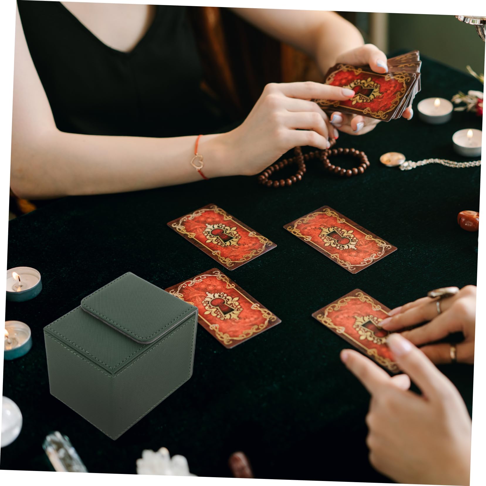Yardwe 5 Pz scatola porta carte caso dell'unità di elaborazione per la casa organizer per mazzi titolare di carte da gioco custodia per carte Unità di elaborazione di compressione Green