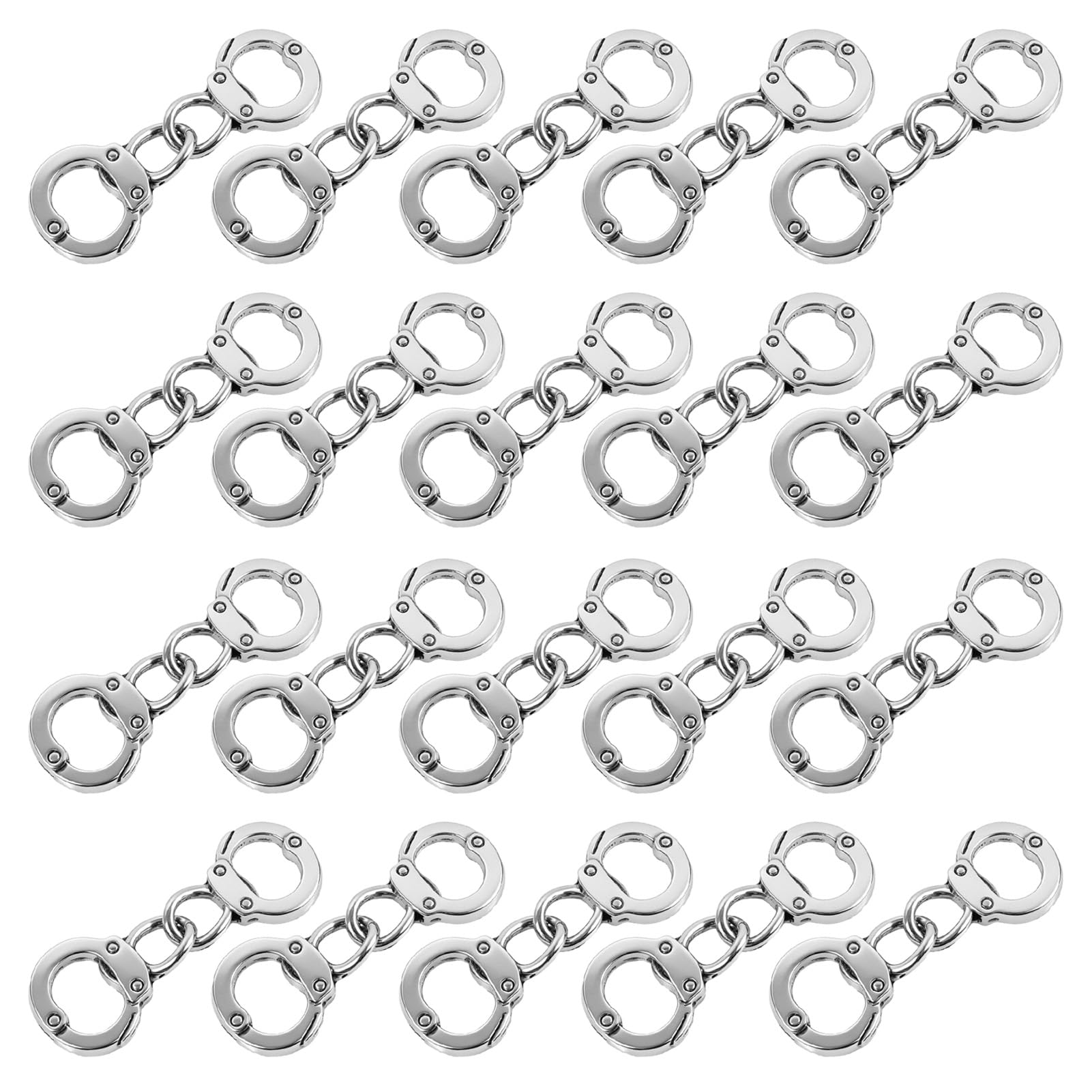 DKLUOLAN Handschellen Polizist Anhänger aus echtem Stahl - 20 Paar Mini Simulation Profi Metall Handschellen Verbinder für DIY Handwerk, Halskette, Armband & Schmuckherstellung - Silber