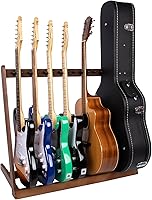 Vista 1 de STRICH Guitar Stand for Multiple Guitars, Hardwood Guitar Rack for 8 Electric Guitar Bass, or 5 Acoustic Guitars, Padded Multi Guitars Display for