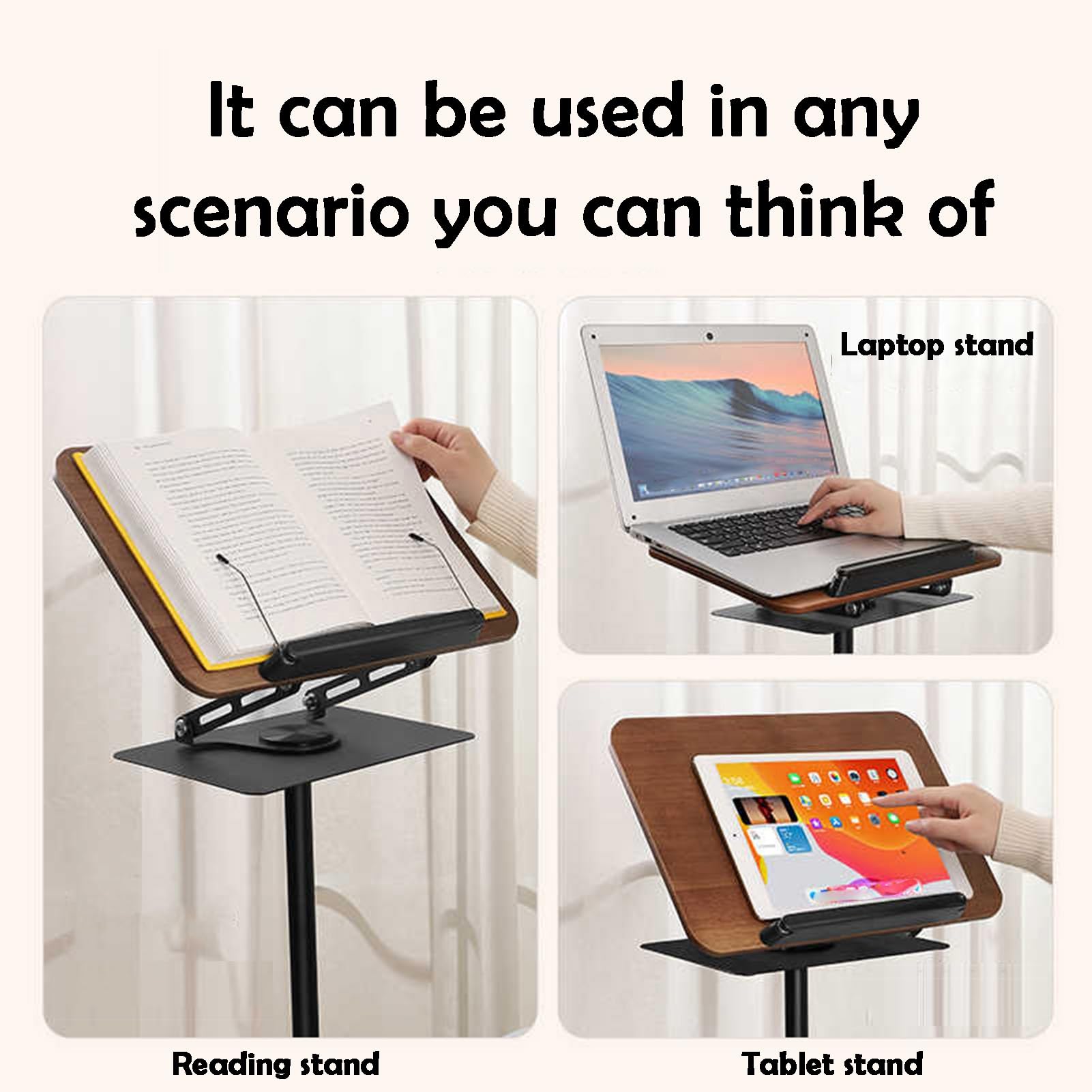 Supporto per lettura libri staccabile, altezza regolabile, 2 in 1, supporto per laptop a doppio uso per ufficio, sala musica, casa, scuola