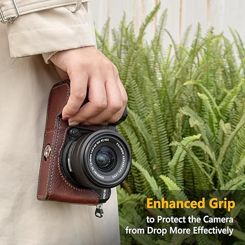 Miniatura 7 de MUZIRI KINOKOO Fuji XS20 - Funda de piel auténtica estilo retro para Fujifilm Fuji XS20X-S20, funda protectora inferior de cámara, con agarre de