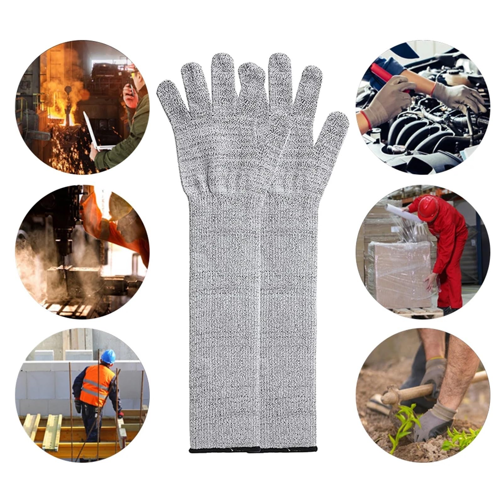 1 par de mangas brazo resistentes a cortes nivel 5 HPPE, transpirables, material apto for uso alimentario y agradables for la piel, for trabajos al aire libre Flexible(40cm)