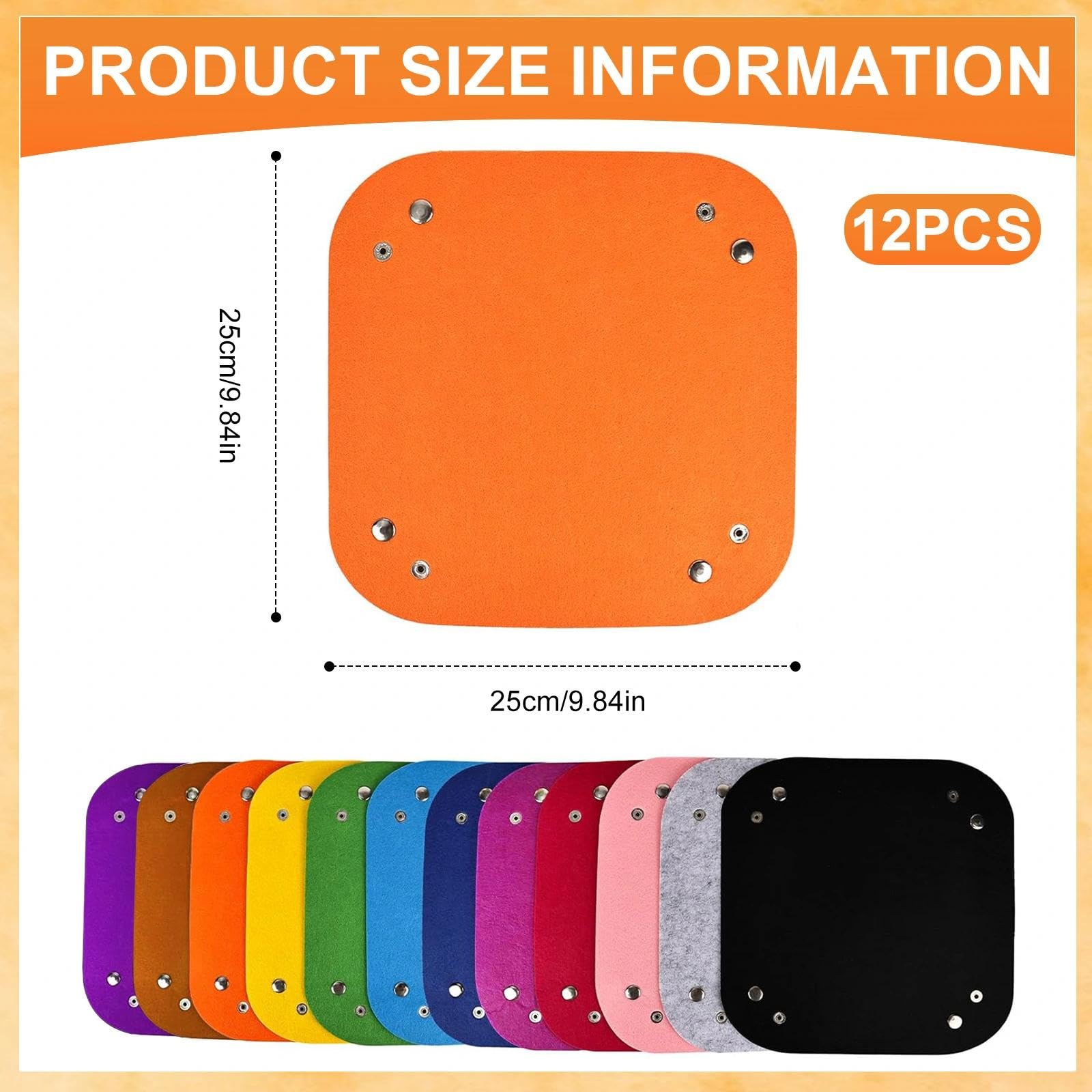 12-Piece Folding Puzzle Sorting Trays, Colourful Felt Bowls with Snap Buttons, Key Bowl, Desk Tray, Small Felt Dice Tray - Image 2
