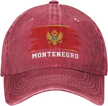Bandiera Montenegro Baseball Cap – Berretto In Denim Lavato Nero Vintage Con Visiera Curva, Taglia Unica Adulto 55-59 Cm, #843 - 3