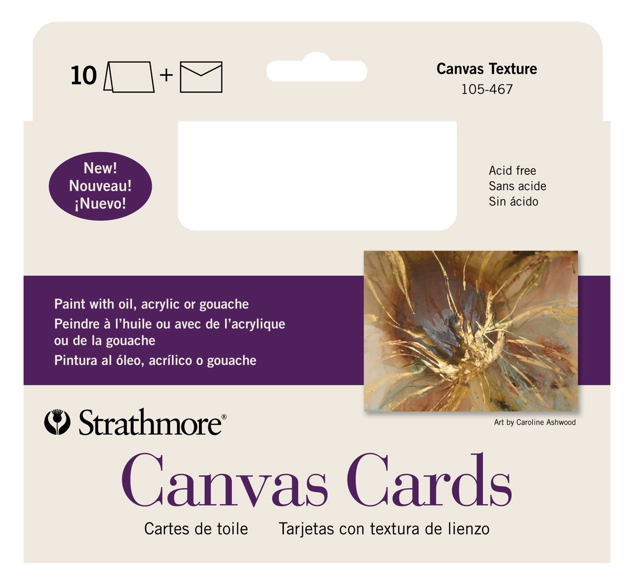 Strathmore White (105-467-1 Str-105-467 Canvas Full Cards (10 Pack), 5X6.875 In, 10 Cards & Envelopes