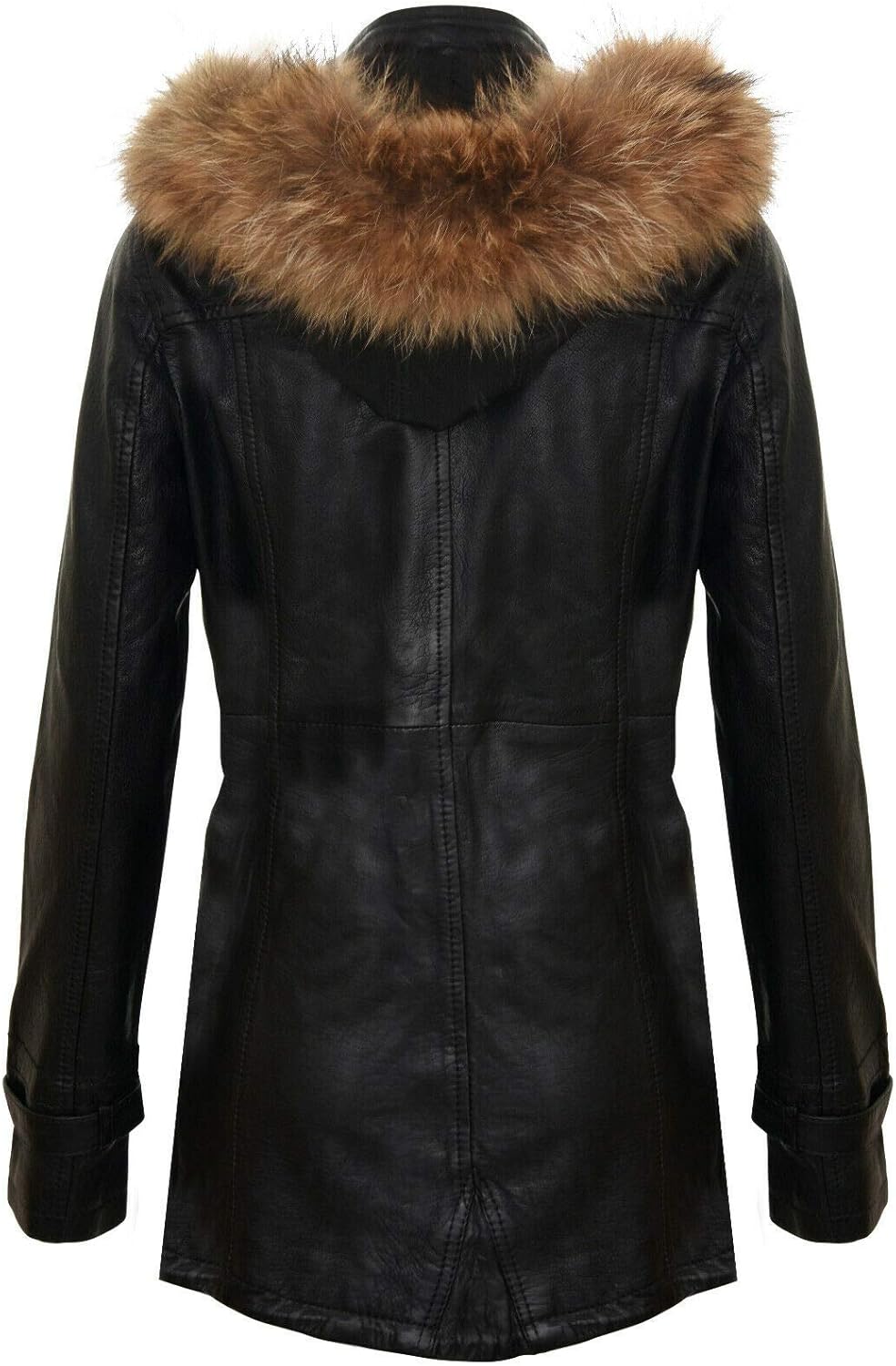Women's Warm Leather Jacket Detachable Hooded Parker Trench Coat - Image 2