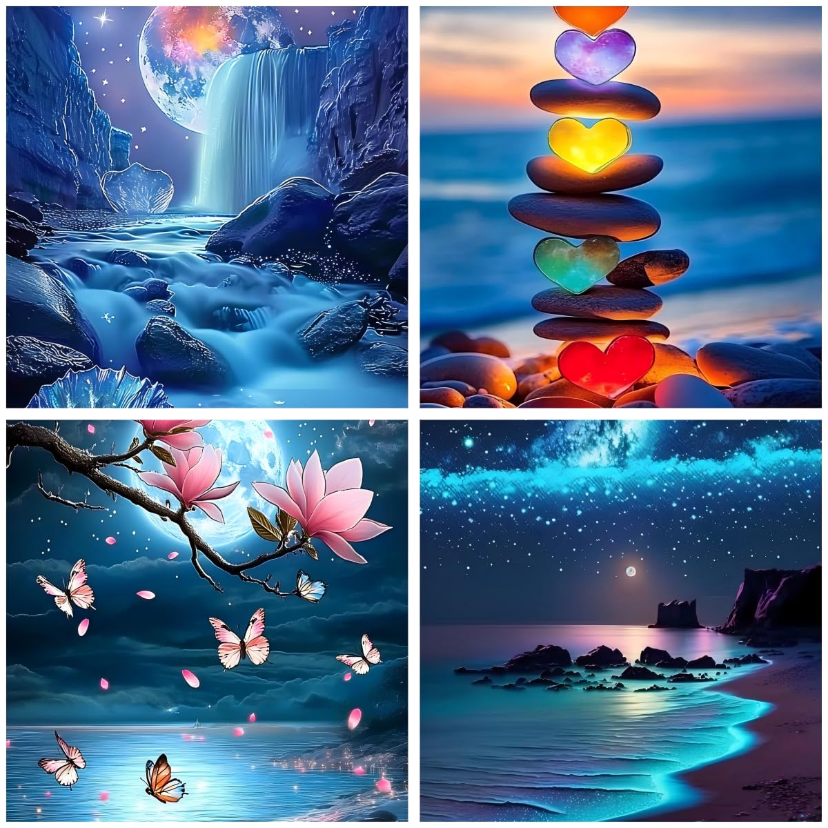 IEFSCAY Flowery Seascape Diamond Painting,Full-Round Diamond