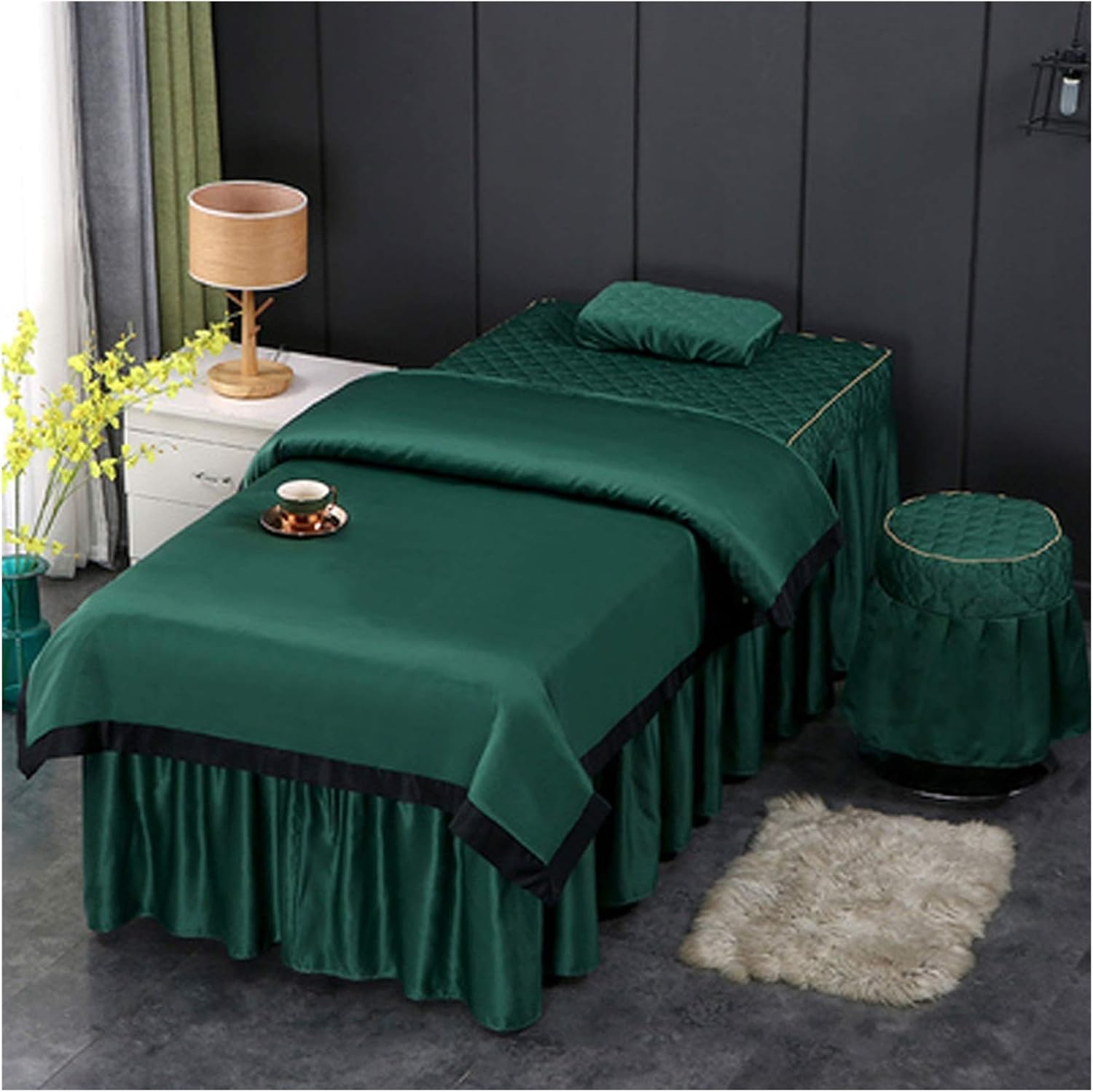 4 Piece Simple and Solid Printing High-End Beauty Salon Massage Bed Cover Massage Bed Cover (Colour: Green Size: 70000 cm) (Purple 70 x 185 cm)
