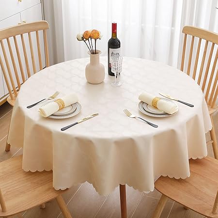 ANRO Stofftischdecke Rund 140cm - Zitronenmuster Wasserabweisend