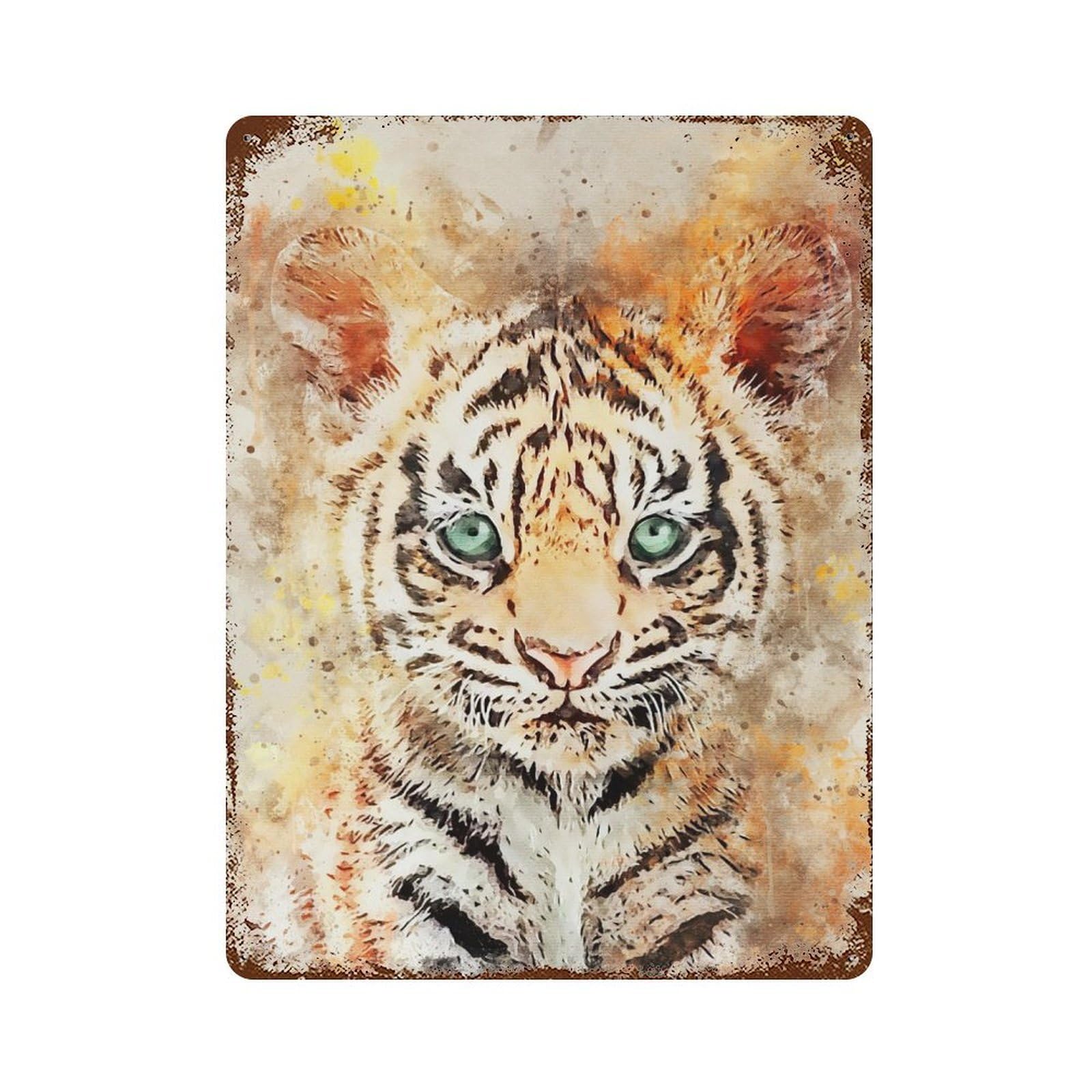 New Art Tiger 15.7"x11.8" Aged Metal Wall Plaque, Novelty Wall Decor for Garage, Bar And Workshop Decor