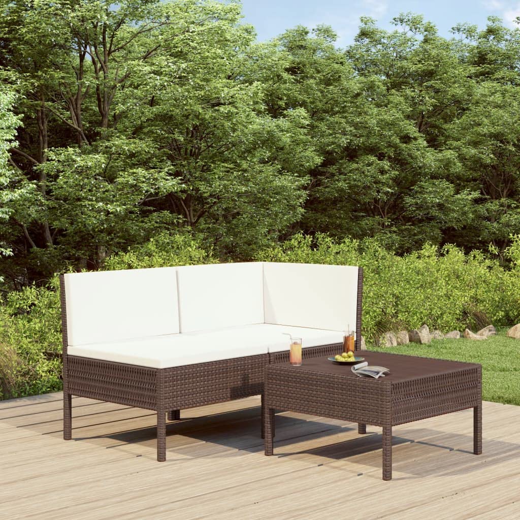 Set lounge da giardino con cuscini, in polyrattan, marrone, per giardino, terrazza, balcone, numero di articoli 110185
