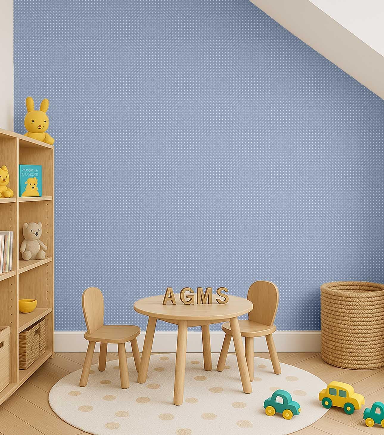 S4Sassy Self Adhesive Wallpaper, Blue Tiny Polka Dot Wallpaper, Removable DIY Vinyl Wall Covering, Peel and Stick Contact Paper for Entryway Accent Wall, Easy Home Decor Solution (25"x240")