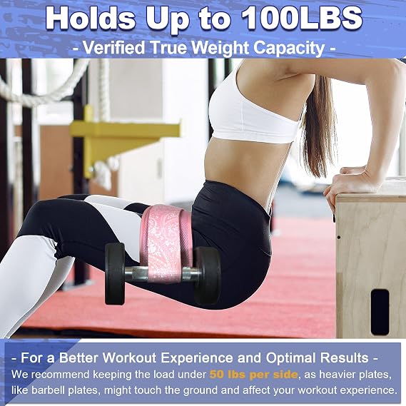 Kalça İtme Kemeri - Ayarlanabilir Fitness Kemeri Dambıl, Kettlebells, Plakalar için - 100 lbs'ye kadar destek - Evde veya Spor Salonunda Güvenli ve Rahat Glute Egzersizleri için Kaymaz Pedi