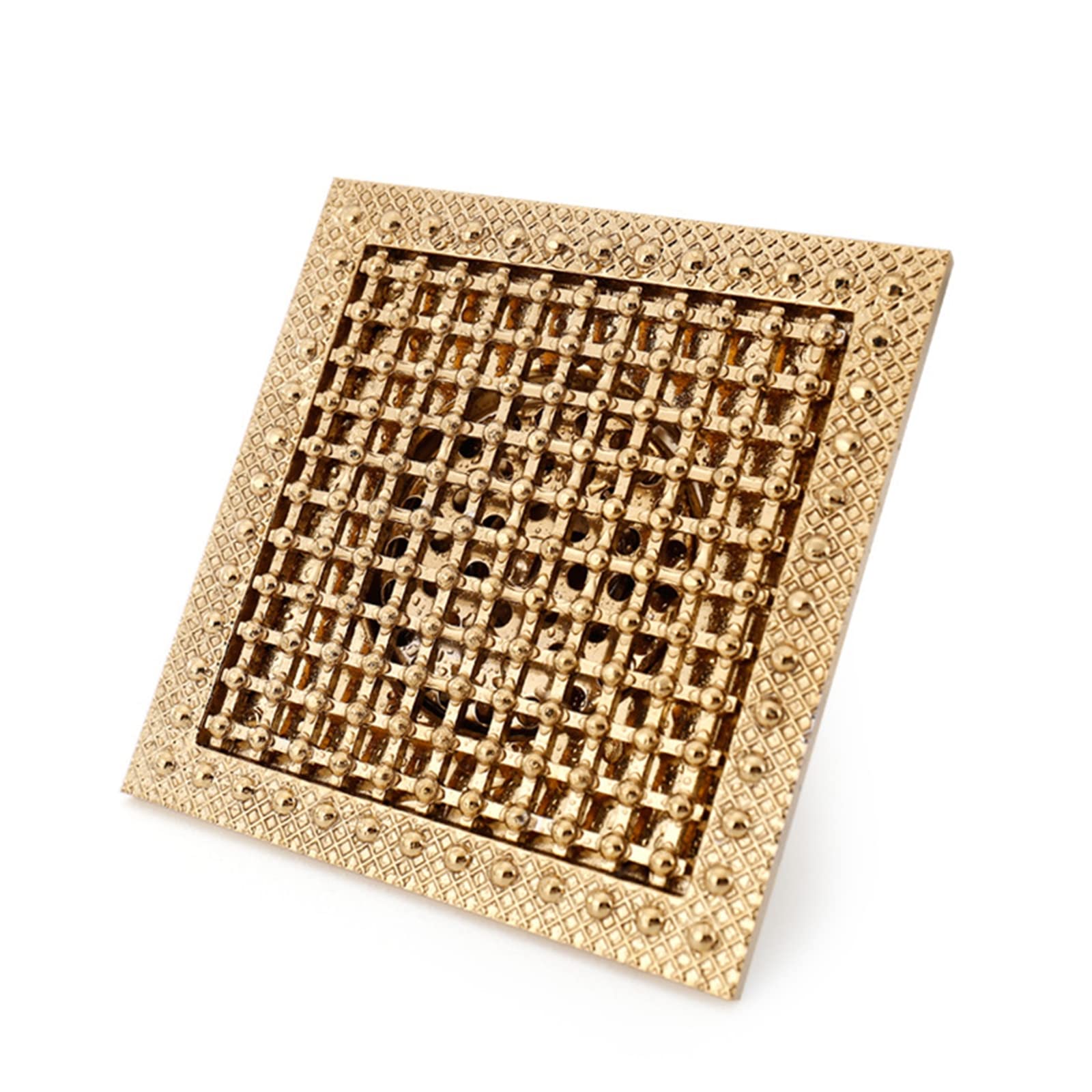 Scarico per Doccia Quadrato da 6", Scarico A Pavimento per Doccia da Bagno in Ottone con Copertura Rimovibile E Filtro per Capelli, Scarico A Pavimento Antiodore Antico con Accessori,d'oro