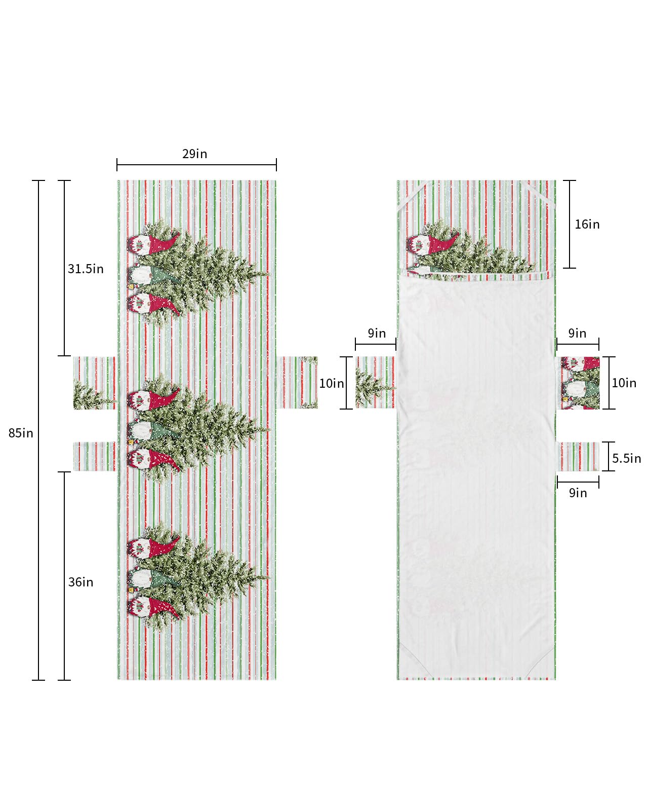 Christmas Tree Gnomes Beach Lounge Chair Towel Cover, Soft Chaise Lounge Towel with Side Pockets Patio Pool Chairs Cover for Beach/Pool Sunbathing 29x85 Green Red Striped Winter Snowflake