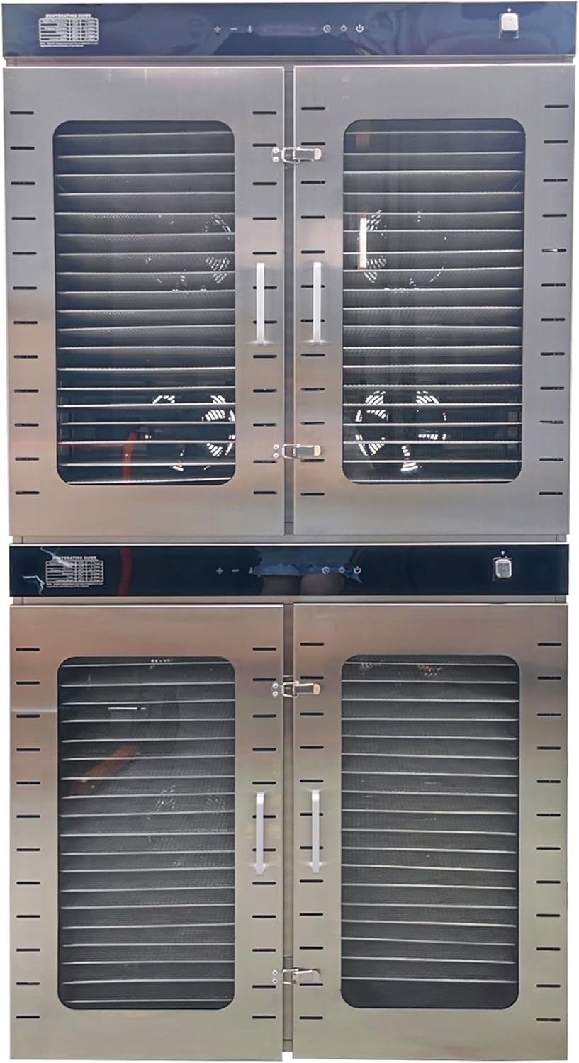 TECHTONGDA 88 Tray Commercial Food Dehydrator 4-Door Dryer Machine with 17.2x15.7Inch Stainless Steel Shelves Adjustable Temp 86°F-194°F for Jerky Herbs Meat Fruits Vegetables 220V 4800W