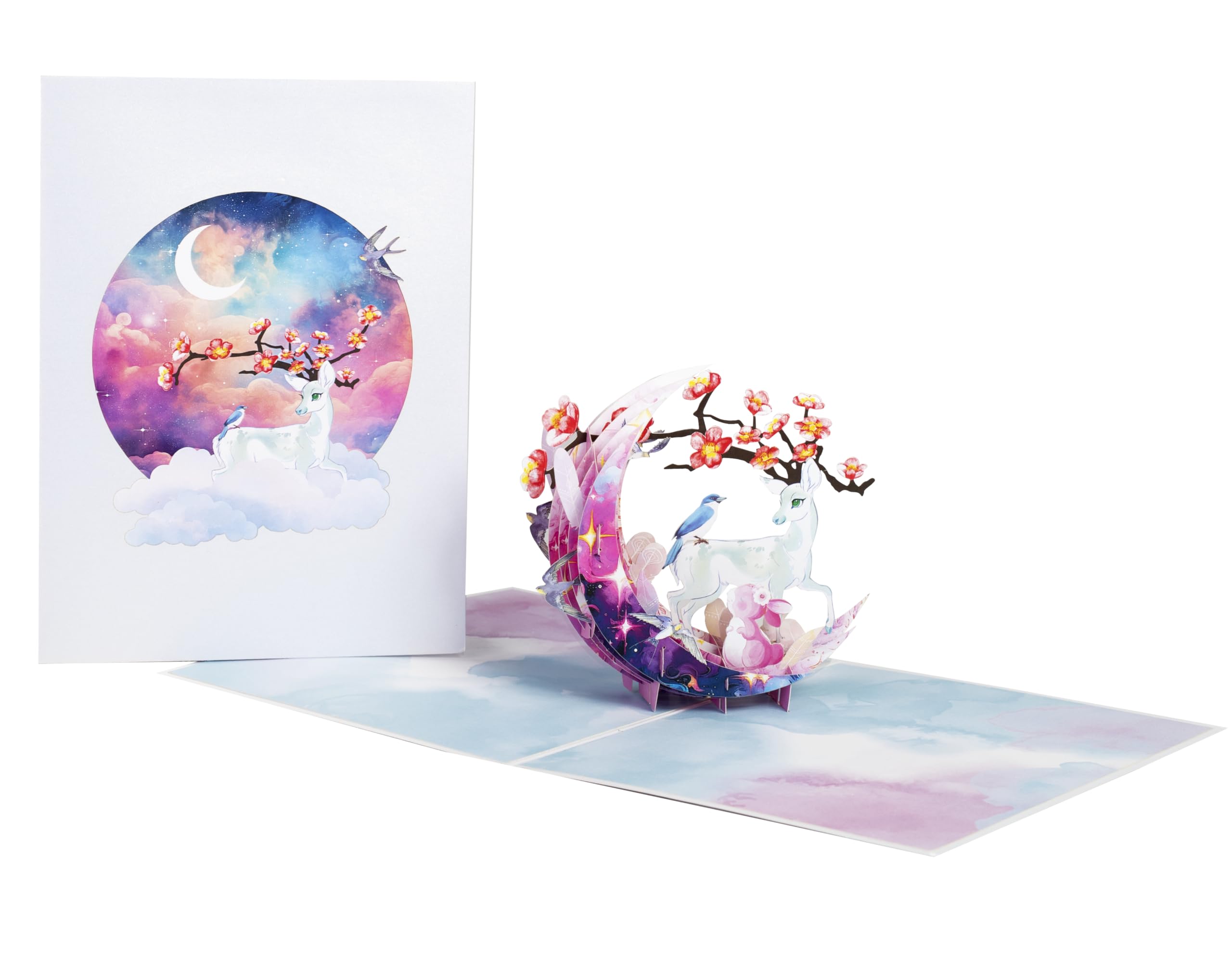 iGifts And Cards Tarjeta de felicitación 3D desplegable de ciervo en la luna
