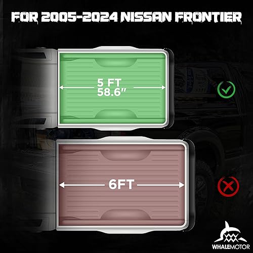 Miniatura 10 de Cubierta Tonneau para caja de camioneta compatible con Nissan Frontier 2005-2024 caja corta de 5 pies sin riel de oruga, estilo plegable suave