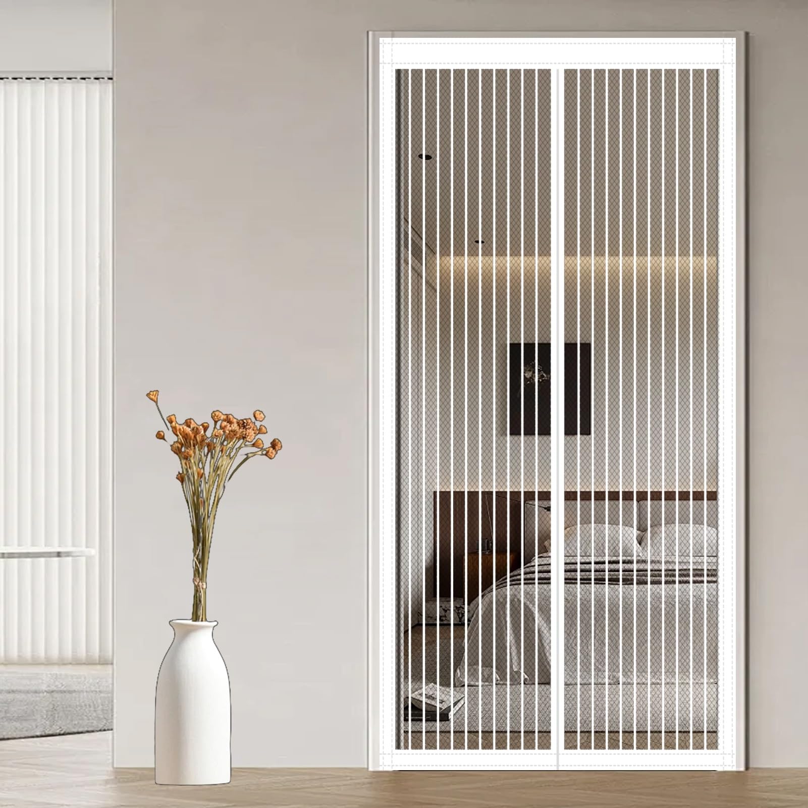 Moustiquaire Porte Magnétique 98x248 Rideau Sans Perçage Blanc