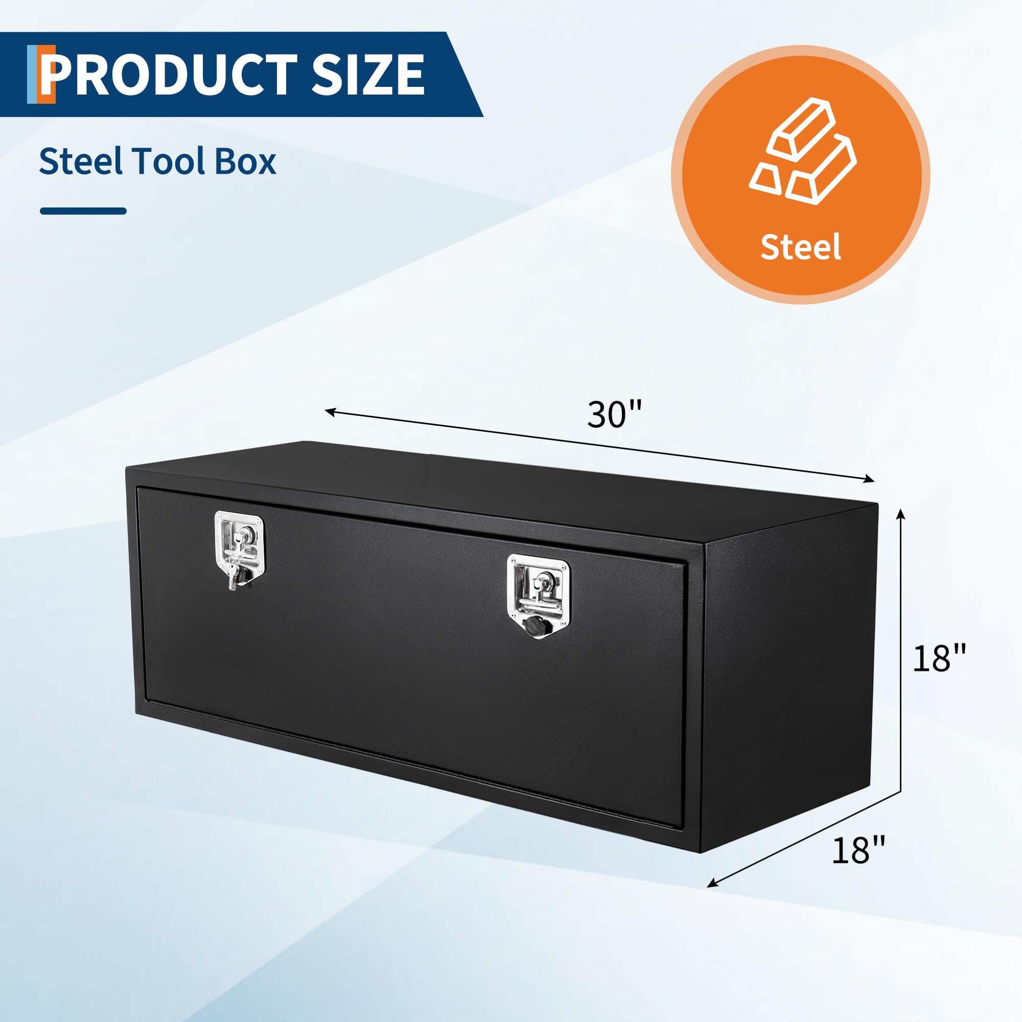 Cassetta Portautensili Cassone Camion Acciaio Legato Nero Contenitore Sottoscocca Serratura Antiintemperie Resistente a Ruggine e Urti Coperchio Reversibile Organizzatore Pickup Rimorchi Camper Garage