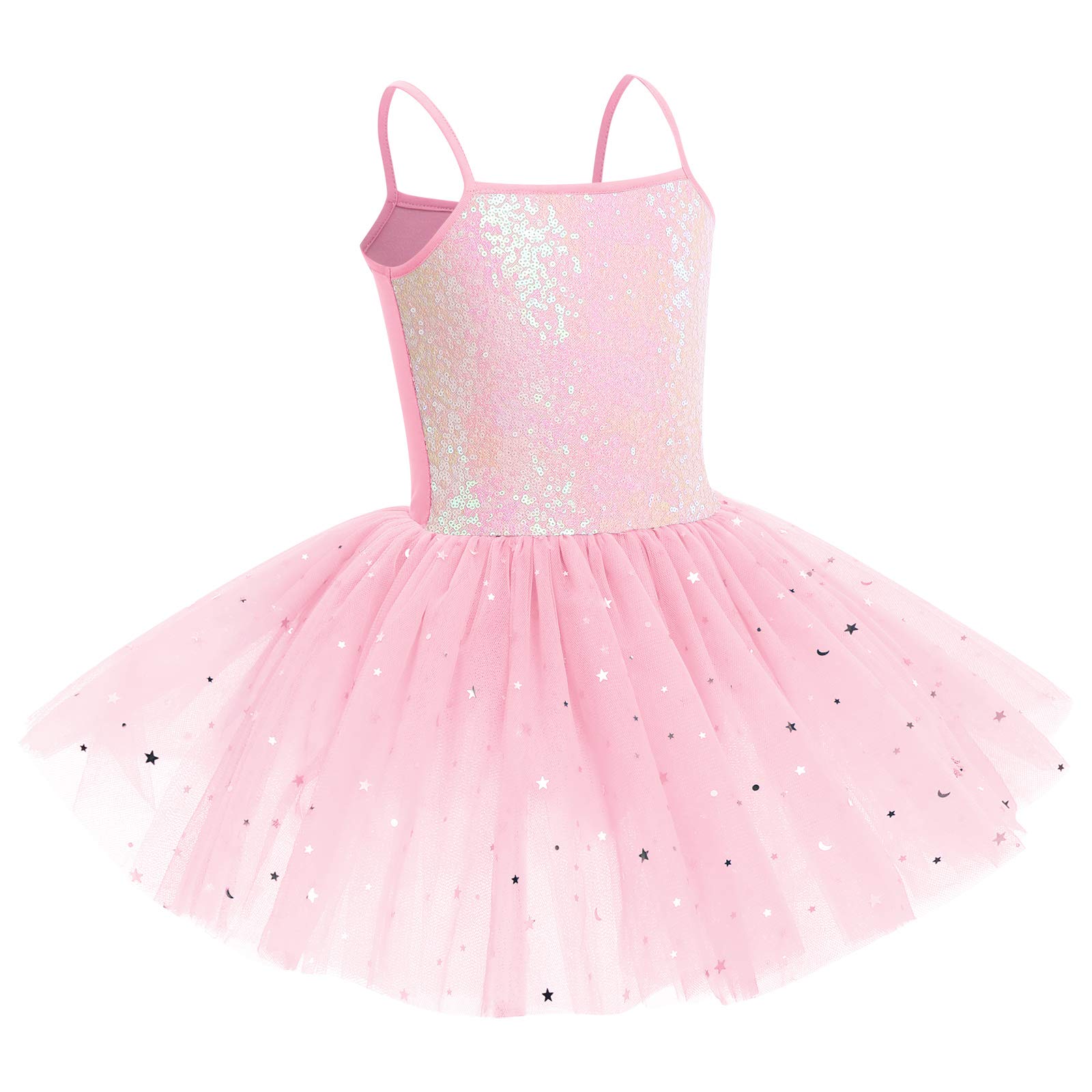 IWEMEK Robe de Ballet Fille Enfant Tutu sans Manches avec Paillettes Justaucorps de Ballet Robe de Danse Body de Ballet vêtements de Danse pour la Gymnastique