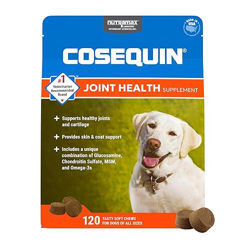 Nutramax Cosequin for Dogs Joint Health Supplement, Contains Glucosamine, Plus Chondroitin, MSM and Omega-3s, Supports Joint and Skin and Coat Health, Soft Chews, 120 Count