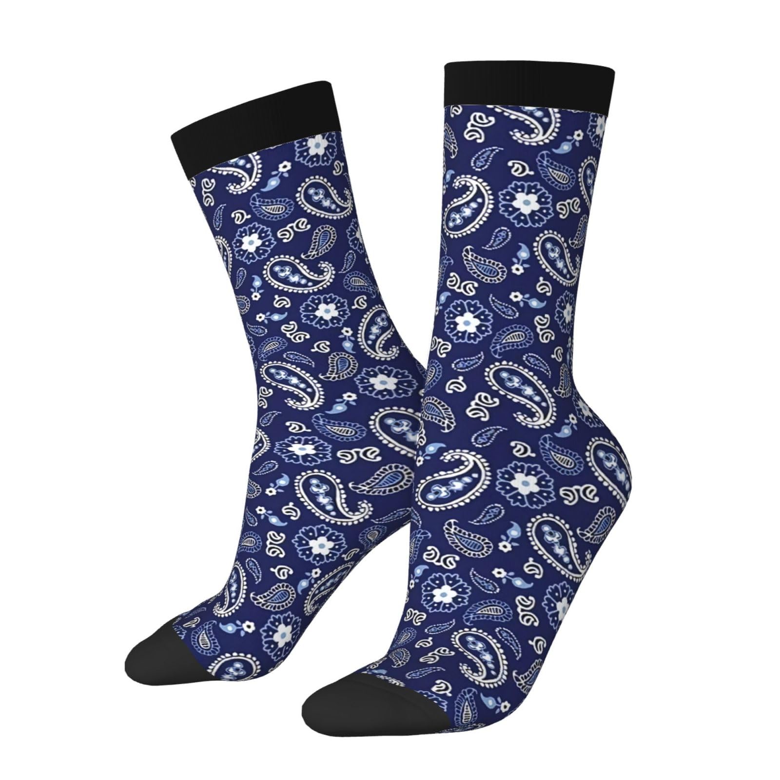 peiyeety Deep Sea Navy Paisley Fun Socks Crew Socks For Men & Women - Unisex