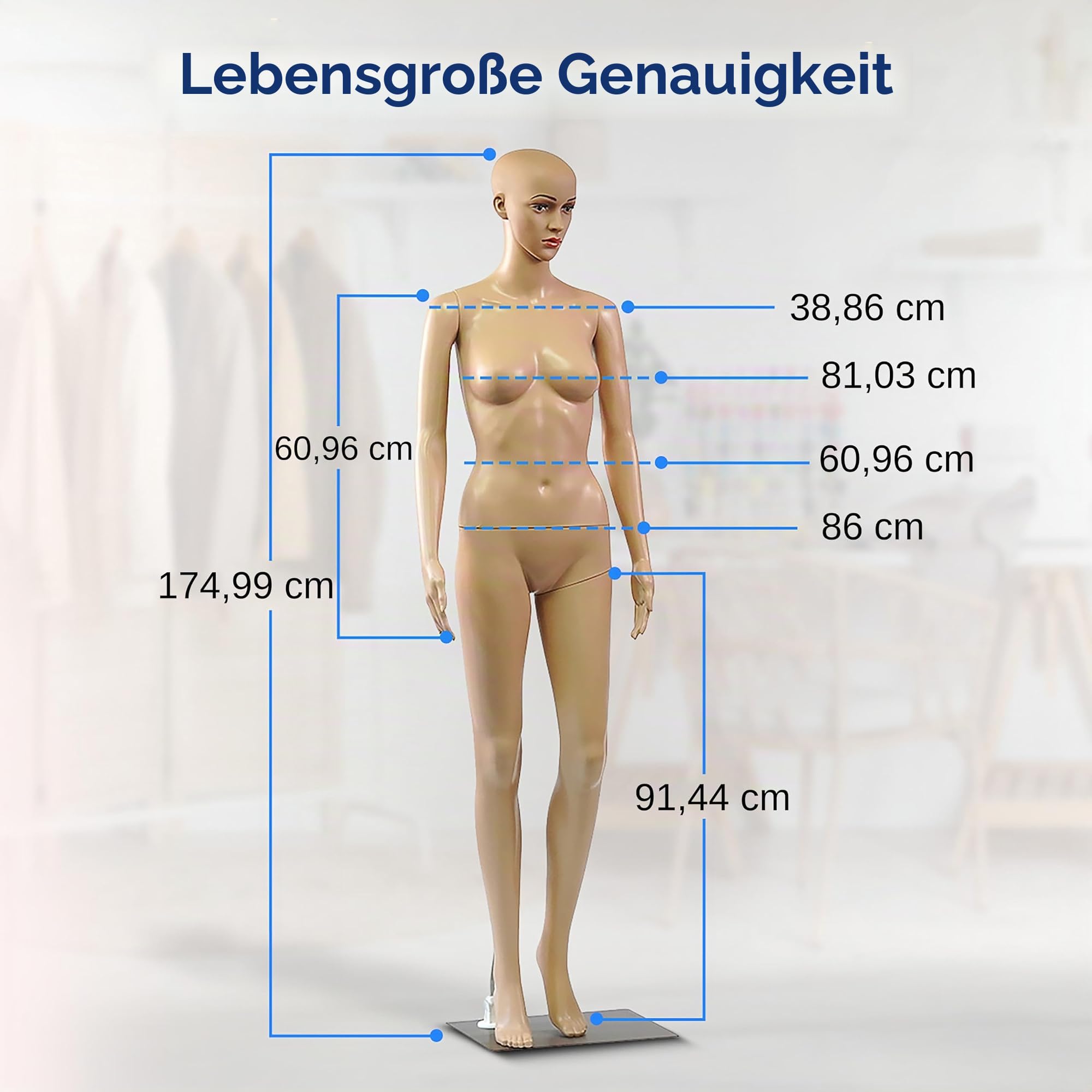 SereneLife Damen-Puppenmodell, 175 cm hoch, Mit verstellbarem Kopf, Flexiblen Extremitäten und abnehmbarem Design, Perfekt für Bekleidungsgeschäfte, Boutiquen, Ausstellungen und mehr
