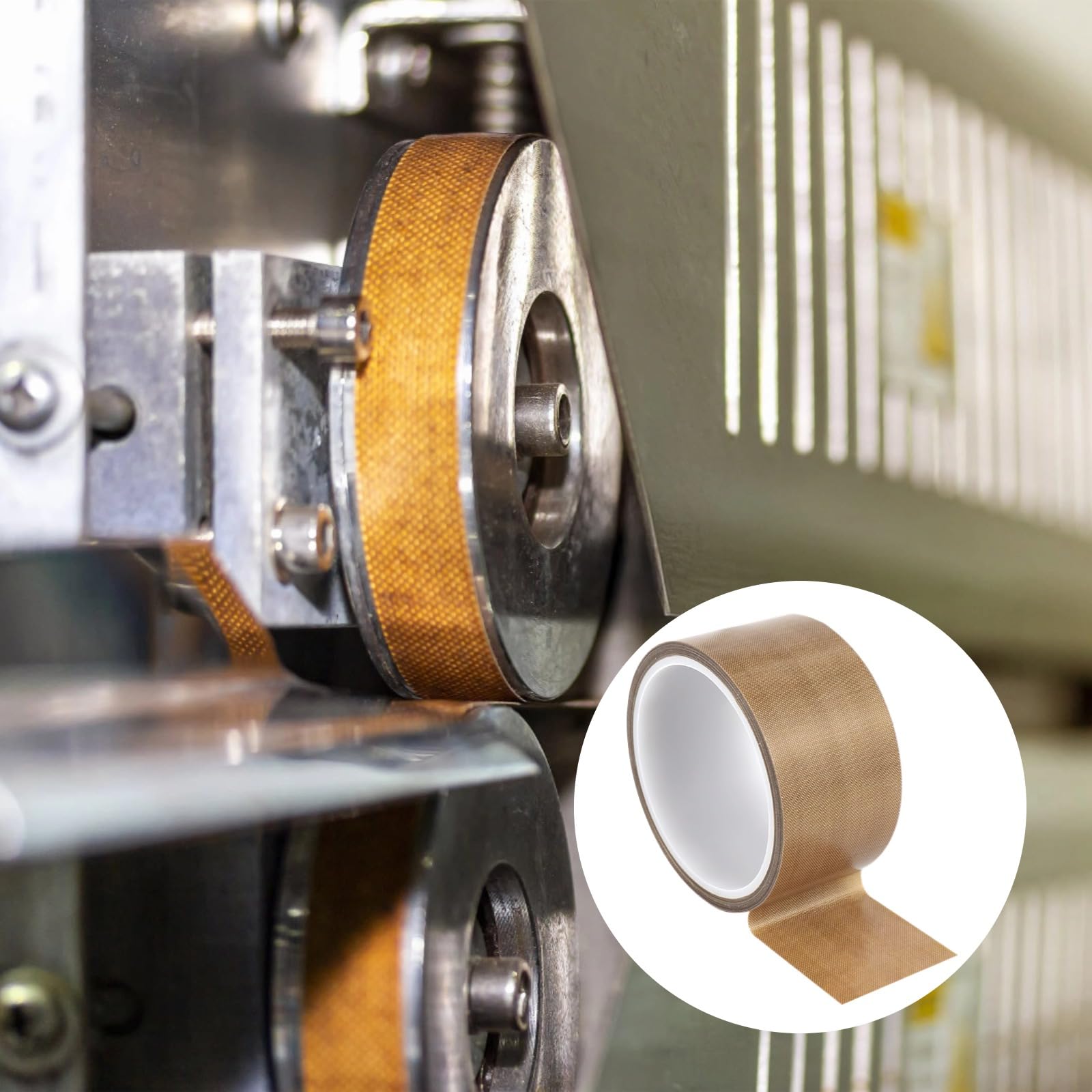 Générique Ruban adhésif haute température, largeur 50 mm, 1 rouleau de 10 m, fibre de verre revêtue de PTFE, auto-adhésif, idéal pour projets industriels et usages exigeants, supporte jusqu’à 260 °C