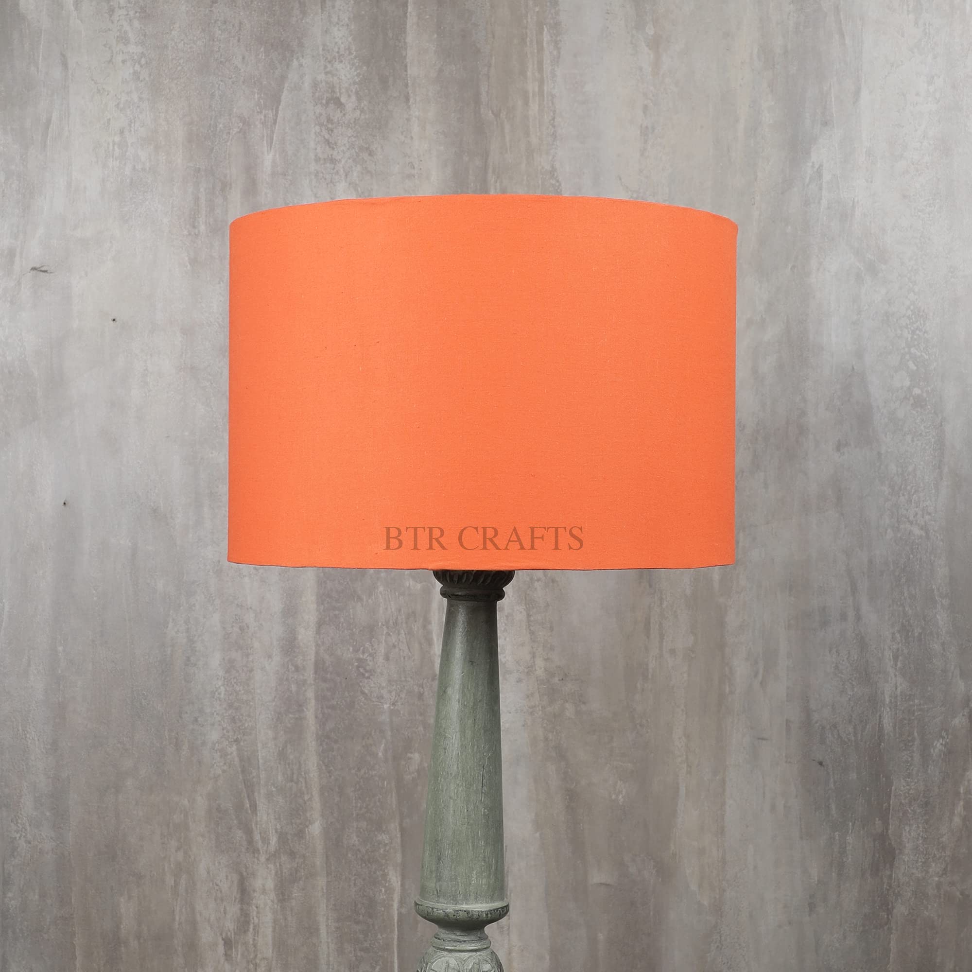 12" inches Cotton Fabric, Drum Lamp Shade Tripod & Floor Stands, Dark Orange-image-31