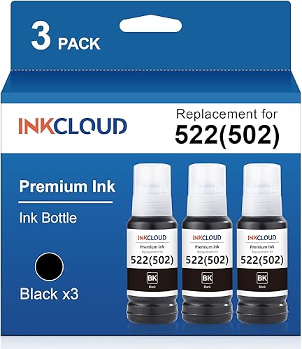 522 botellas de tinta negra de repuesto para botellas de repuesto de tinta Epson 522 502 compatibles con impresoras Ecotank ET-2800 ET-4800 ET-2400