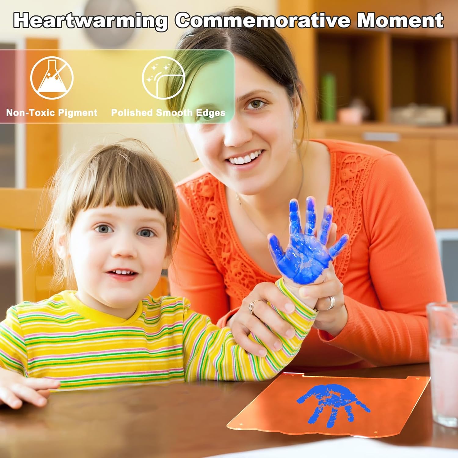 Family Handprint Kit with Light, Baby Hand and Footprint Kit, Family Gifts for New Parents, Christmas, Adoption, Baby Shower New Mom Gifts, Wooden Craft Keepsake (Nature)