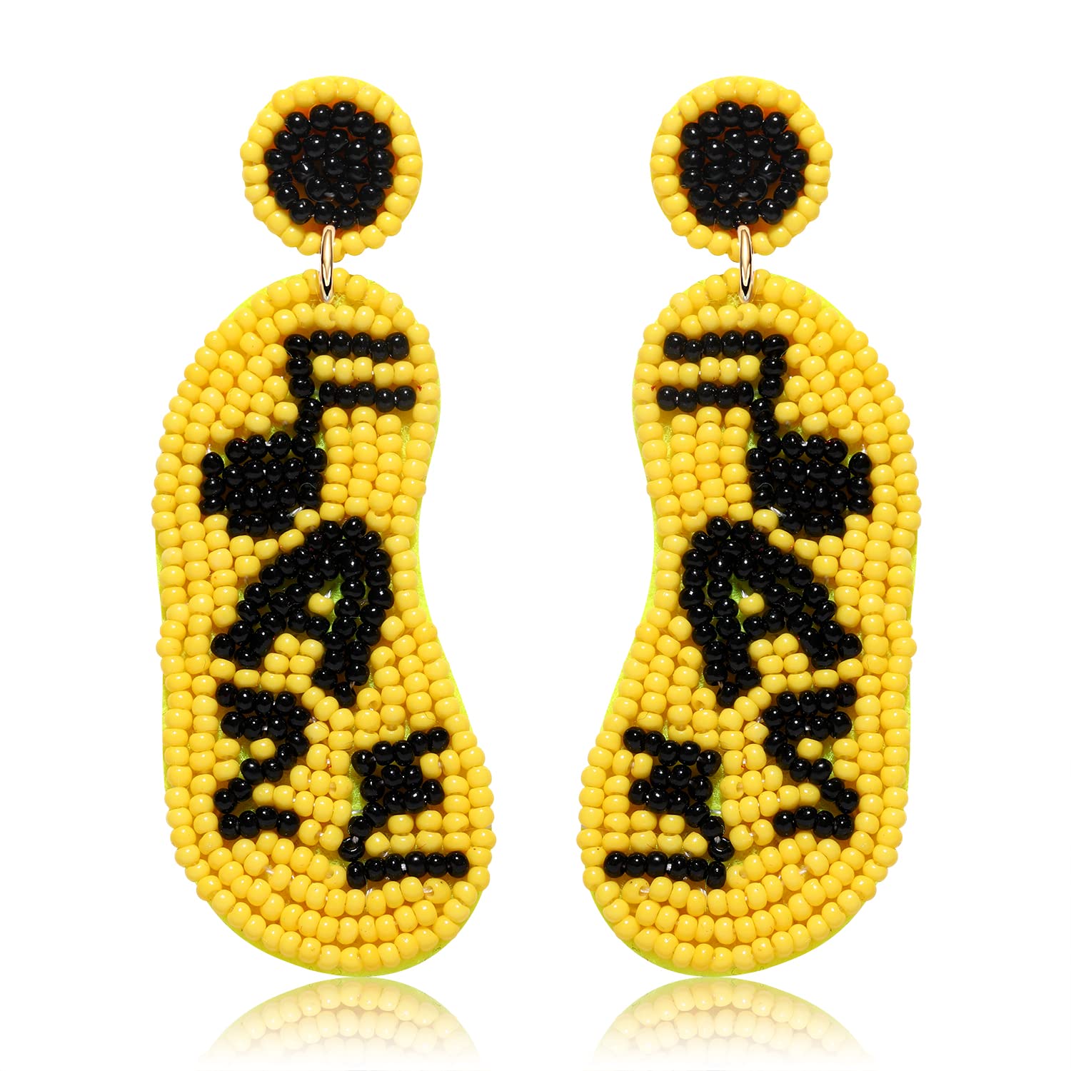 Vogueknock Beaded Jazz Earrings Handmade Musical Note Dangle Earrings Teacher Appreciation Back To School Jewelry Gift for Music Lover