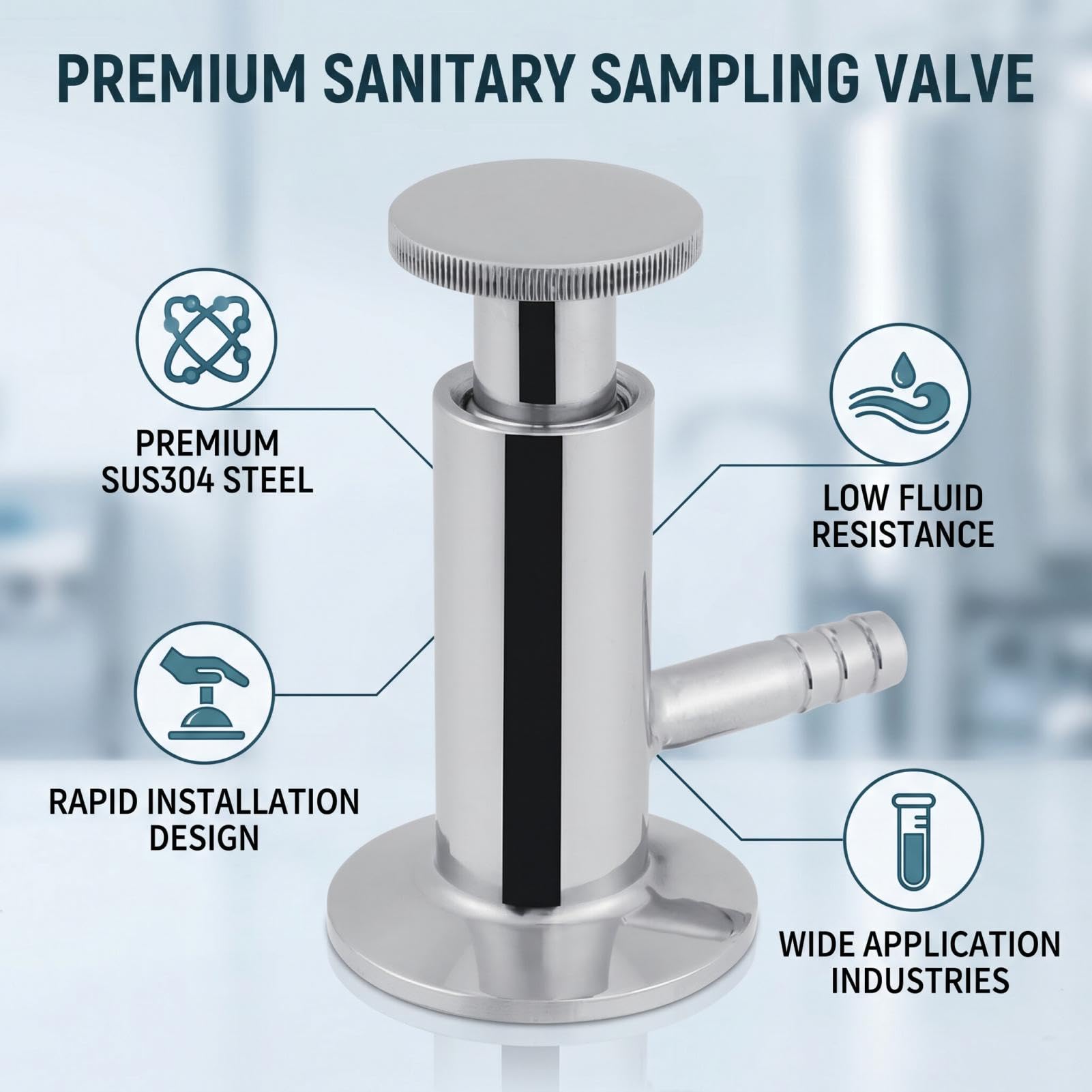Tri-Clamp Probenahmeventil aus Edelstahl SUS304 für Milchprodukte Lebensmittel und Chemische Industrie mit Elliptischem Griff und Einfacher Bedienung